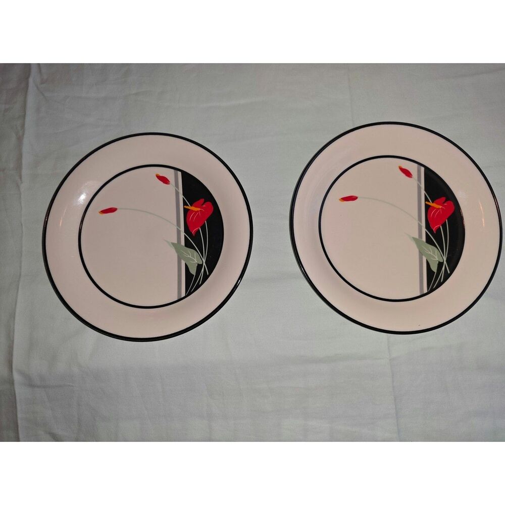 Vintage Sango Anthurium Salad Dessert Plates Set of 2 Joan Luntz Japan 7.5"